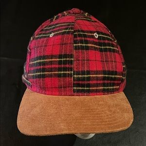 The Cap Red plaid Snapback OSFA  Retro /Y2K